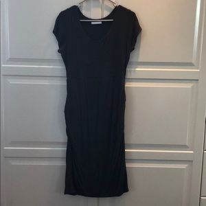 Black Side-Ruched Maternity Dress